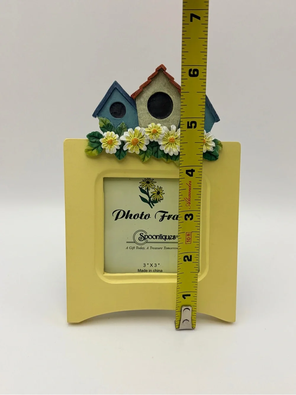 Spoontiques 3D Birdhouses & Daisies Resin Photo Picture Desk Frame 3x3